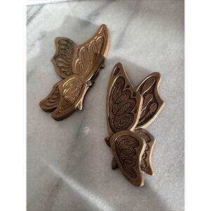 Vintage 1973 Universal Sanctuary Butterfly Wall Plaques - Set Of 2 - Golden MCM